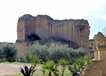 Tuff block in quarry